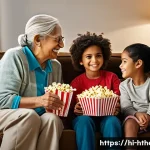 안드로이드 TV 박스와 홈시어터 - **Prompt 1: Family Movie Night in a Cozy Living Room**
    "A heartwarming scene of a multi-generati...